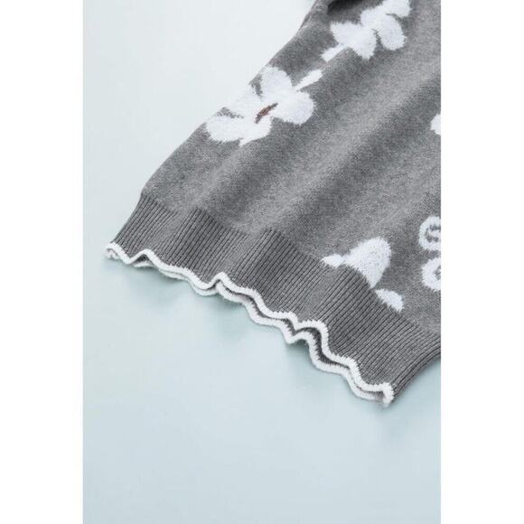 Women's Oversized V Neck Fuzzy Sweaters Grey Loose Long Sleeve Top - Picture 9 of 9